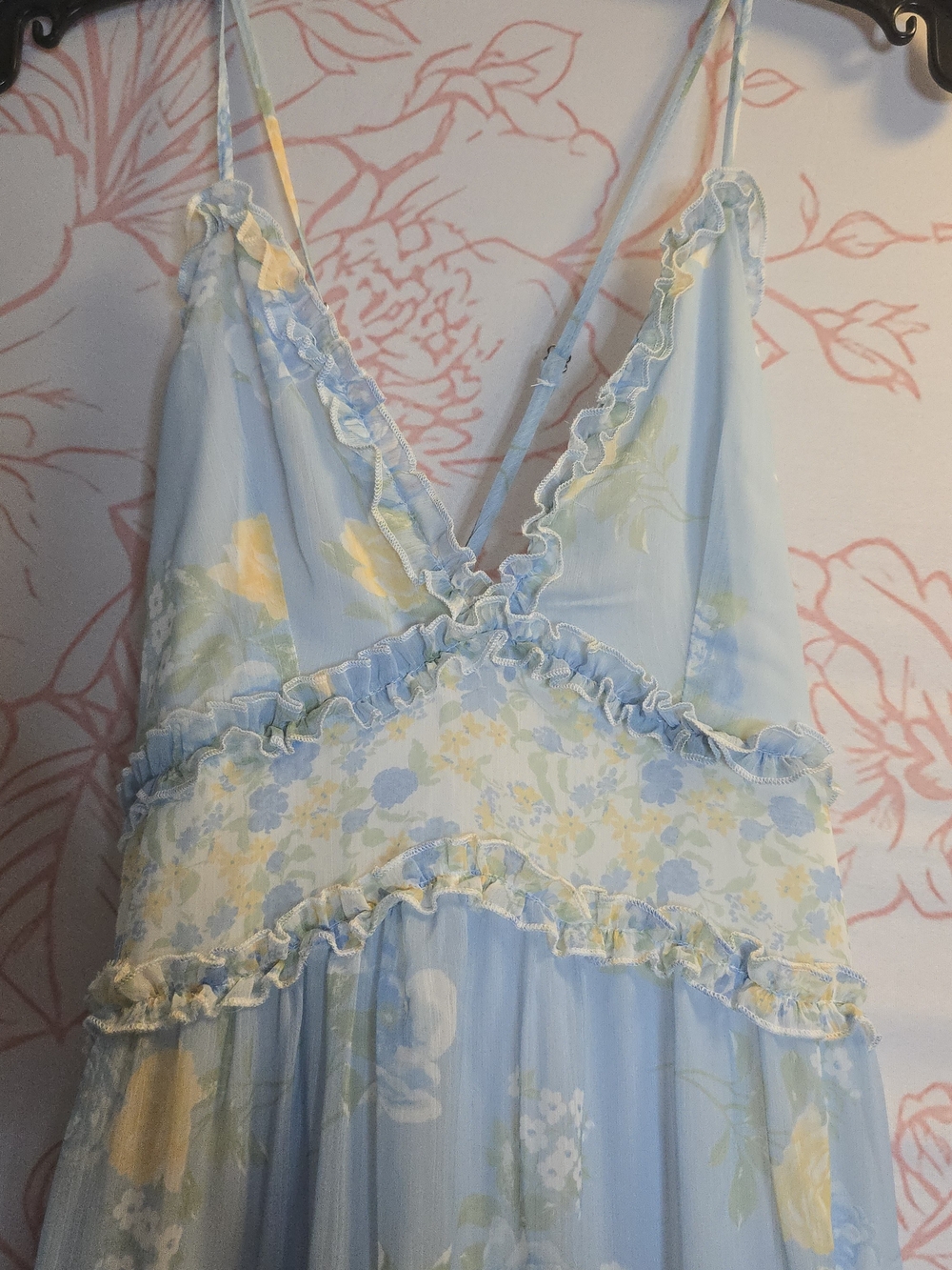 Altar'd State Light Blue Floral Maxi Dress with Yellow Blooms - Picture 5 of 7